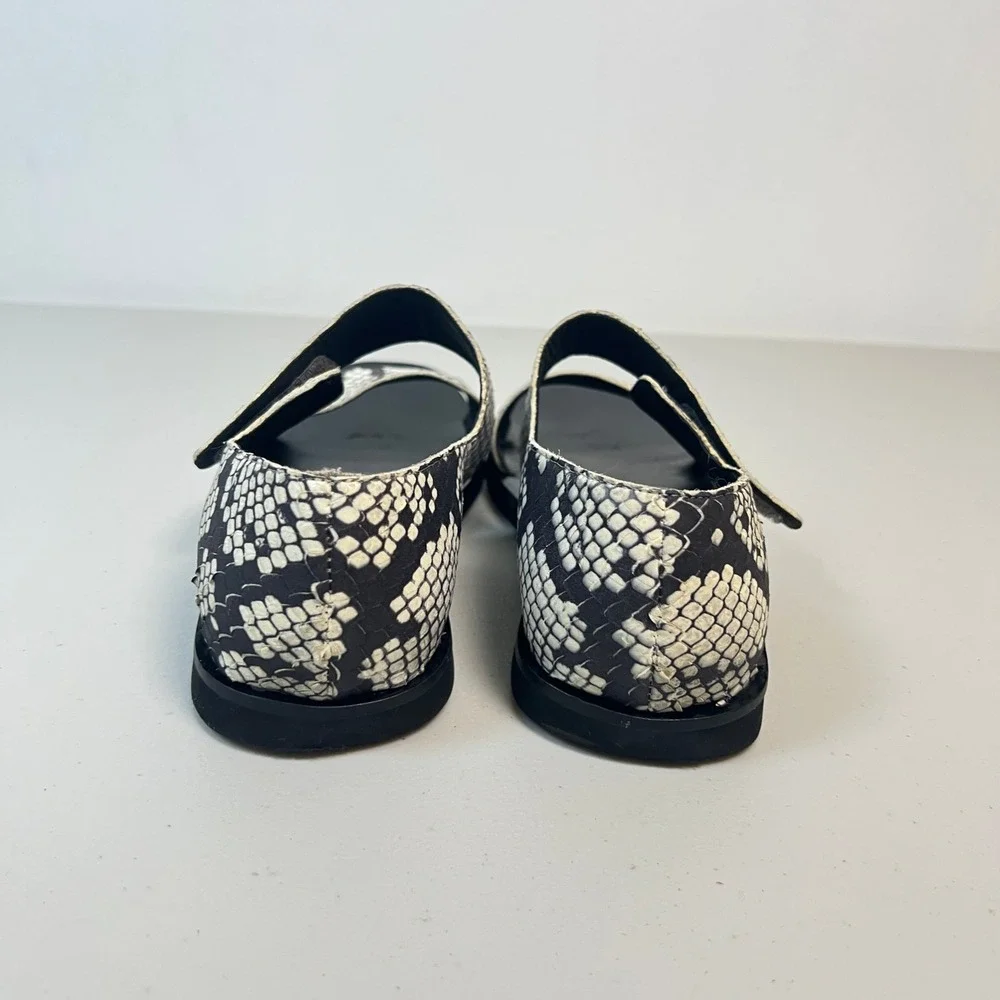 Vince Snake Print Leather Adjustable Strap Flat Sandals Size US 6.5 / EUR 37
